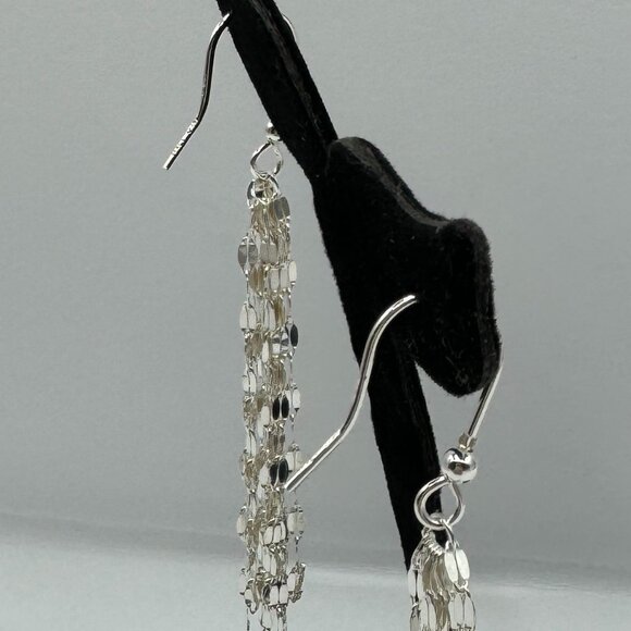 .925 Silver Sparkling Dangle Earrings - Picture 4 of 6